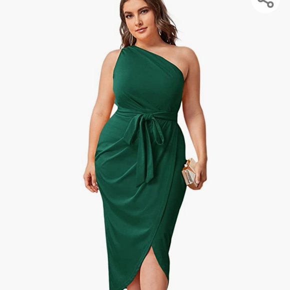 ROMWE Dresses & Skirts - Green One Shoulder Party Dress NWOT
